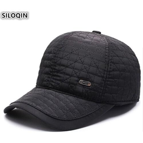 SILOQIN Snapback Cap Mens Earmuffs Hats Warm Baseball Caps 2019 Autumn Winter New Adjustable Size Middle-aged Cold-proof Hat