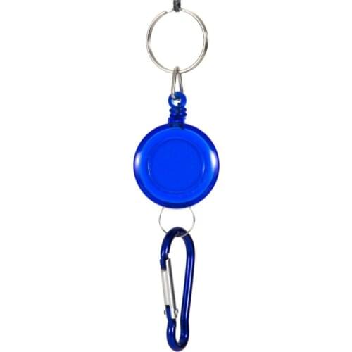 Blue Portable Fly Fishing Rope Tape Measure Tools Retractor Keychain Retractable Reel Badge Holder Fly Fishing Carabiner Clip