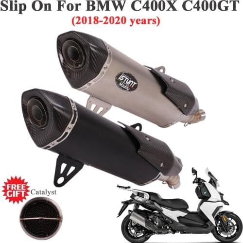 Slip On For BMW C400 C400X C400GT 2018 - 2020 Motorcycle Exhaust Escape Catalyst Middle Link Pipe Carbon Fiber Muffler DB Killer