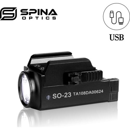 SPINA Mini Pistol weapon Light 500 High lumens QD Handgun Flashlight LED Rifle Tactical Light for 20mm Rail With USB Cable