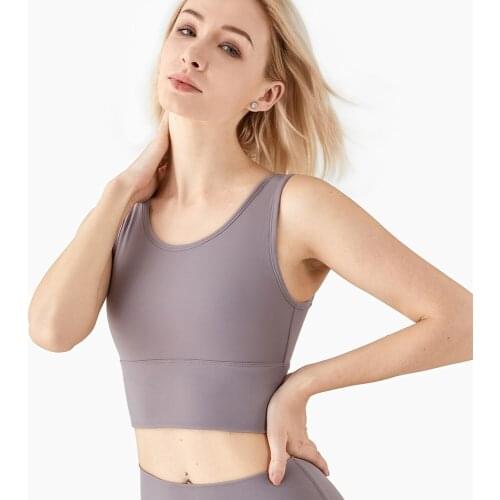 VEST-TYPE High Impact Yoga Athletic Fitness Crop Bras Women Plain Buttery-soft Gym Training Workout Sports Bras Top