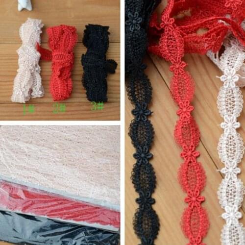 3 Meters Width 1.4cm Water Soluble Pretty Lace Trim DIY Sewing Supplie Apricot Red Black Lace Fabric Trim Clothes Accessories