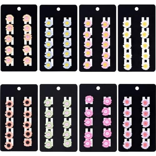 Imixlot 10pcs Sweet Cute Daisy Flower Shape Hair Clips Women Temperament Charm Ponytail Decorative Hairpins Hair Accessories