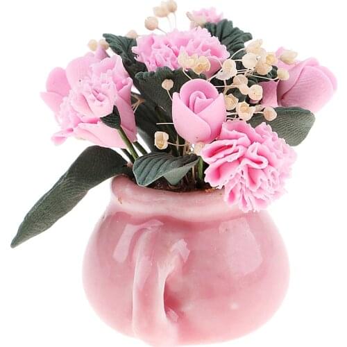 1 12 Dollhouse Miniature Flower in Vase Exquisite Designed For 12th Doll House Garden Decor