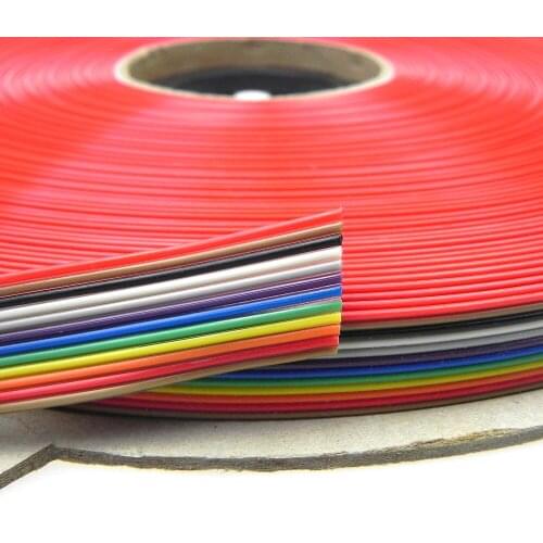 1M 5M 10M 20M AWG28 12 pin 1.27MM Pitch Flat Rainbow Ribbon IDC Cable Wire