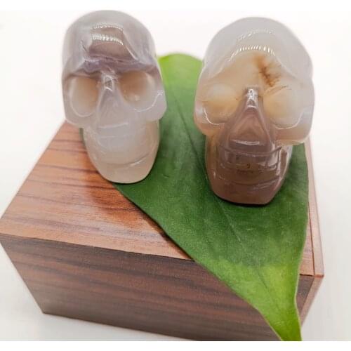 1pc 2inch Natural Crystal Hand-carved Agate Skull Reiqi Healing Stone Feng Shui Stone Home Decoration Ornaments