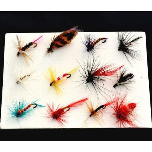 12 Pieces /set Nymph Fly Trout Fly Fishing Baits Fly Fishing Lure Set Insect Style Artificial Bait With Feather Single Hook