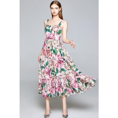 2021 Summer Fashion Women Casual Plus Size 3XS-10XL Runway Floral print Slim Fit Long Dress
