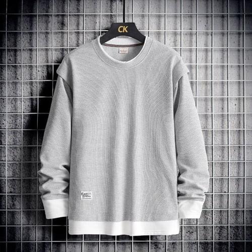 2021 Solid Color Patchwork Hip Hop Streetwear Sweatshirt MenS Black White Hoodies Spring Autumn Casual Streetwear Clothes