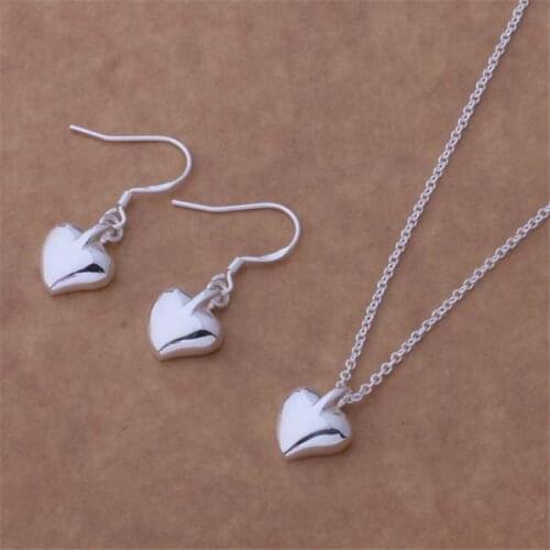 AS129 Hot Sale Silver Plated Color Jewelry Sets For Women Wholesale High Quality Classic Earring 176 + Necklace 593