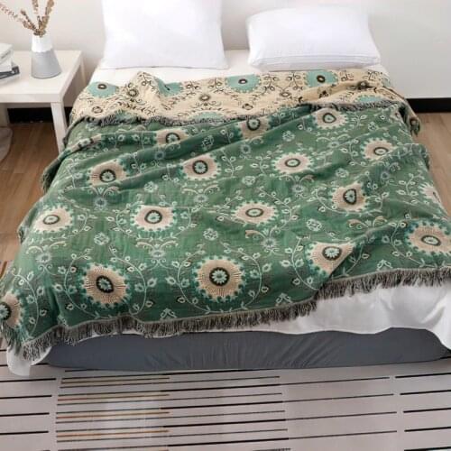 Bohemia Pure Cotton Sofa Cover Blanket All Season Geometry Sofa Pad Fashion Dust Towel Blankets for Office Car Sofa Bedspread