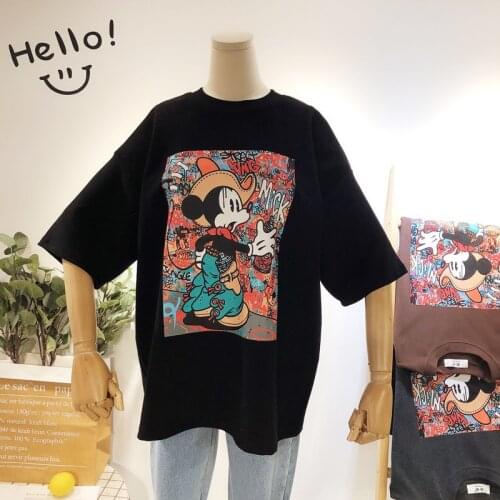 Brand Summer T Shirt Women Ladies Funny Cartoon Printed Clothes Cute White Tops T-shirts Womens Fashion Clothing