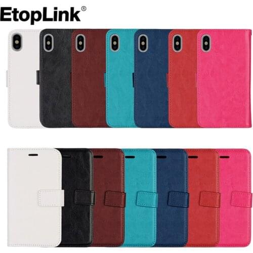 EtopLink 2in1 PU Leather Cell Phone Case For Iphone X Case Flip Crazy Horse Pattern Phone Cover Mobile Phone Wallet Cases