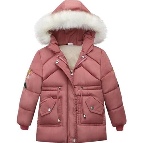 Baby Girl Winter Thicken Coat Kids Keep Warm Embroidered Jacket Children Hooded Parka Outing Service Baby Clothing 3-7 Years Old