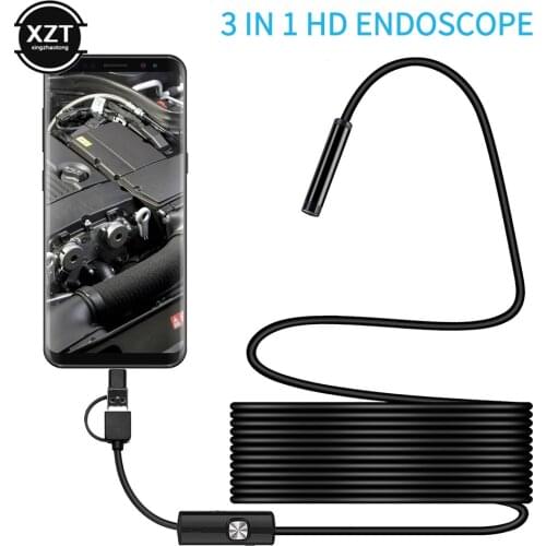 5.5mm Endoscope Camera Flexible IP67 Waterproof Micro USB Inspection Borescope Camera for Android PC Notebook 6LEDs Adjustable