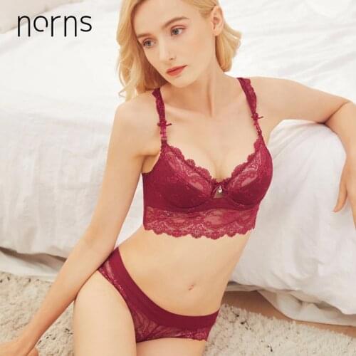 Norns women Thin sexy lace bralette set underwear push up lingerie femme sexy bra and lace plus size lingerie set