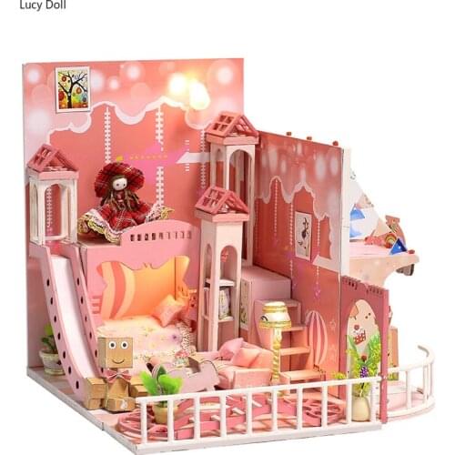 Handmade Doll House Furniture Miniatura Diy Doll Houses Miniature Dollhouse Wood Toys For Children Birthday Gift Dream Childhood