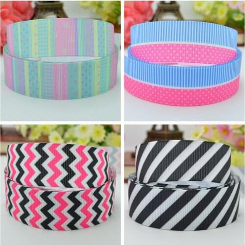 10 Yards 22mm 7/8" Stripes chevron Pretty Girls Printed grosgrain ribbon hair bow Headwear DIY hair accessories retail B0929