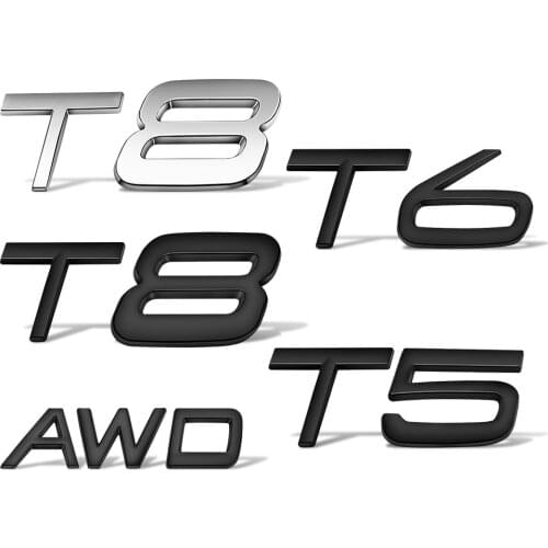 T5 T6 T8 AWD Car Trunk Letters Logo Sticker Metal Car Tuning For VOLVO V40 V60 V70 V90 S60 S90 S80 C30 XC40 XC60 XC70 XC90 C70
