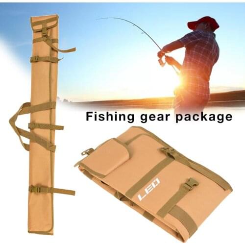 Multifunctional Foldable Fishing Rod Bag High Capacity Thickened Fishing Storage Pouch Adjustable Strap Fishing Tool Handbag