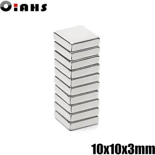10Pcs 10x10x3 Neodymium Magnet 10*10*3 mm N35 NdFeB Block Super Powerful Strong Permanent Magnetic imanes Block