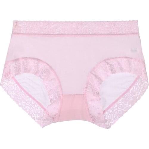 Ice silk underwear women breathable pure color net yarn plus size lace sexy traceless womens briefs manufacturers wholesale