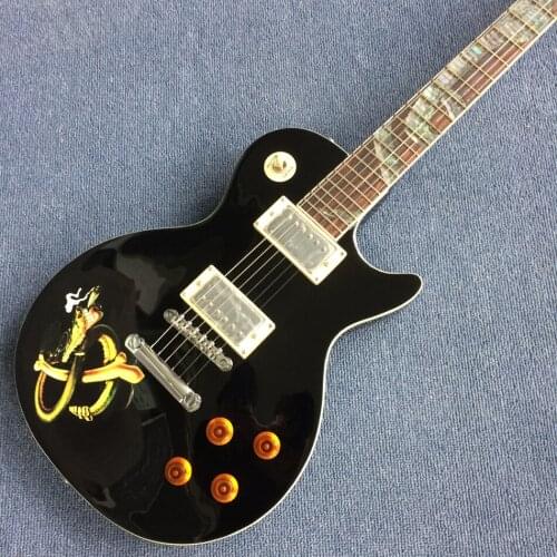 New, wholesale standard 6-string electric guitar, Black, snake inlay, free shipping