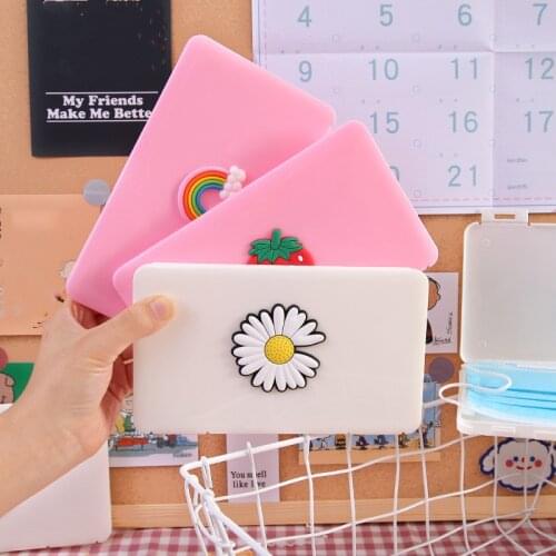 New PP Mask Storage Box Disposable Face mask holder Portable Dust-Proof Rainbow Childrens Student Mask Available Storage Case