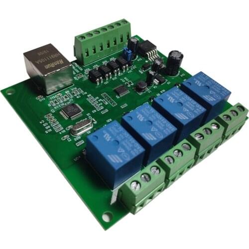New LAN Ethernet RJ45 TCP/IP WEB Remote Control Board with 4 Channels Relay UDP W5500 Networking Controller