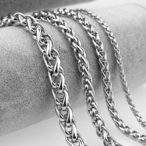 Charming 316L Stainless Steel Silver Color Wheat Braided Link Chain Men Women Necklace Or Bracelet Jewelry 7"-40" Christmas Gift