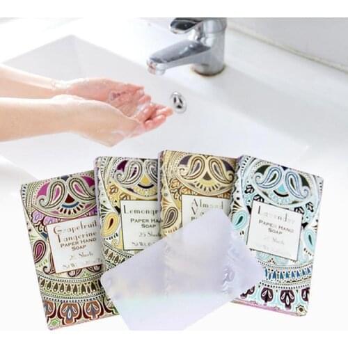 25pcs/1pack Disposable Boxe Soap Outdoor Travel Soap Paper Washing Hand Bath Clean Scented Slice Sheets Portable Mini Paper Soap
