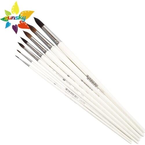 Original 3K White Nights 2123 Squirrels hair Watercolor brush pen Long rod Round head Hand drawn brush Hook line Art supplies