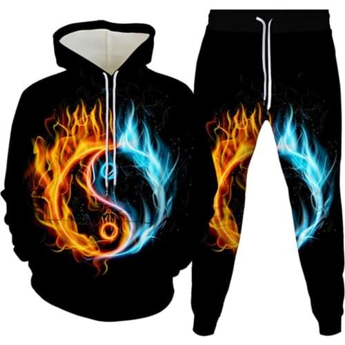 Fire Gossip Skull Football Phoenix $ Letters Heart Print Men Tracksuit Women Hoodies Trousers 2pcs Sets Clothes Plus Size S-6XL