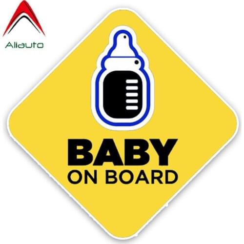 Aliauto Warning Sign Car Sticker Cartoon Baby on Board Vinyl Decals Cover Scratches for Volkswagen Renault Chevrolet ,14cm*14cm