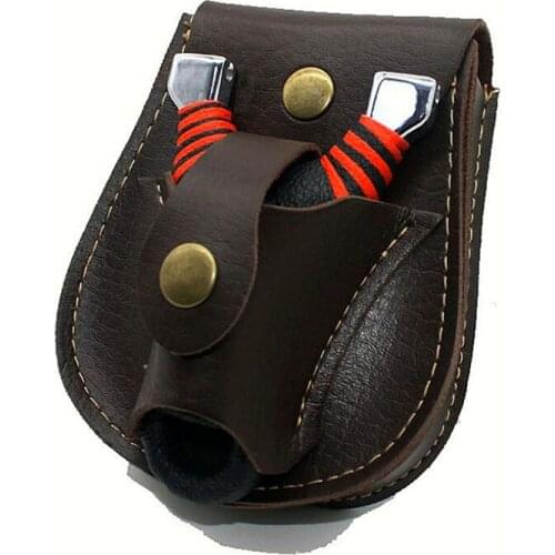 Professional steel ball Slingshot package Outdoor sports leather Slingshot bag back through the belt for hunting
