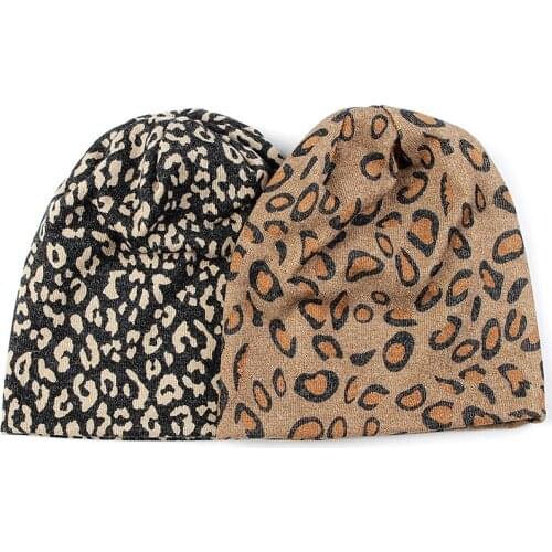 Leopard Print Adult Beanie Hat Autumn Winter Warm Hat Beanies Skull Cap For Women Men