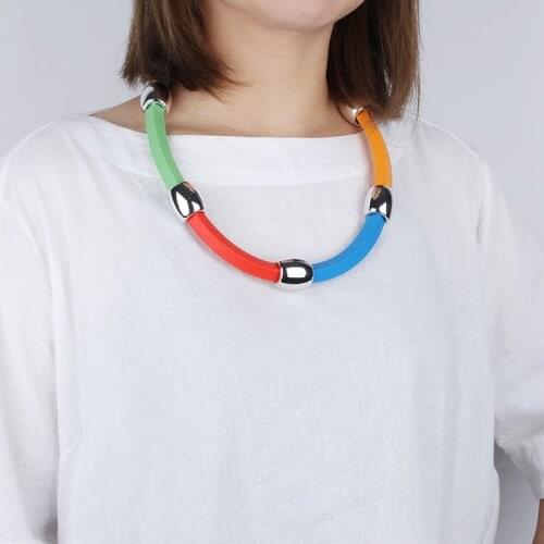Steampunk Stylish Choker Necklace Creative Women Collar Jewelry Metal Luxury Rainbow Chain Necklace Cocktail Party Decorations
