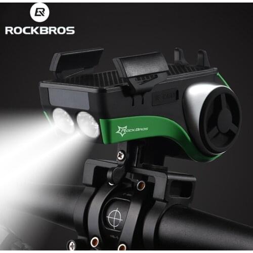 ROCKBROS Bike Bicycle Light Waterproof Phone Holder Bike Headlight Bluetooth Bell Speaker Bikeplayer USB Rechargeable Power Bank