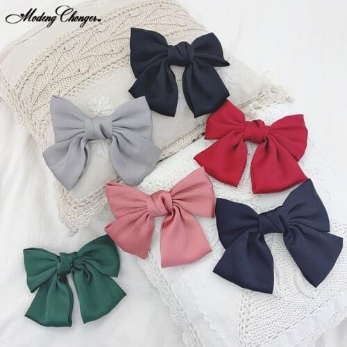 Two Layers Automatic Hair Clip Sweet Retro Hair Tie Korean Big Silk Hair Bow Satin Fabric Spring Hairpin Woman Hair Accessories