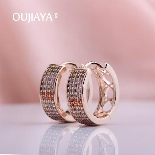 OUJIAYA New Luxury Full Natural Zircon Dangle Earrings 585 Rose Gold Water Drop Earrings Micro Wax Inlay Fashion Jewelry A172