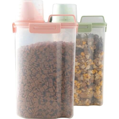 1.5/2.5L Moistureproof Dog Food Storage Bucket, Pet Snack Food Storage Box, Plastic Cat Food Bucket Sealed Storage Box