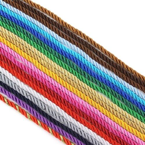 10 meters 3mm 3 Shares Twisted Cotton Nylon Cords Colorful DIY Craft Braided Decoration Rope Drawstring Belt Accessories