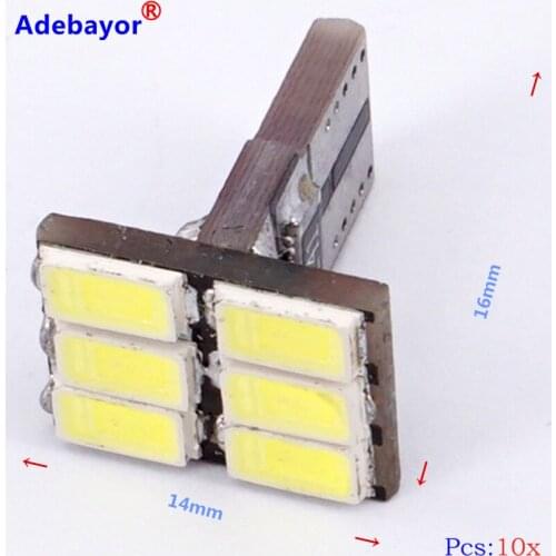 10 X T10 w5w Error Free Circuit board 168 194 5630 5730 6smd 6 SMD LED Car Canbus Replacement Light Lamp Bulbs 12v blue white
