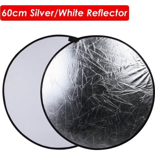 24" 2-in-1 Light Mulit Collapsible Silver and White Photography Reflector 60cm Photo for Studio Lamp Lighting