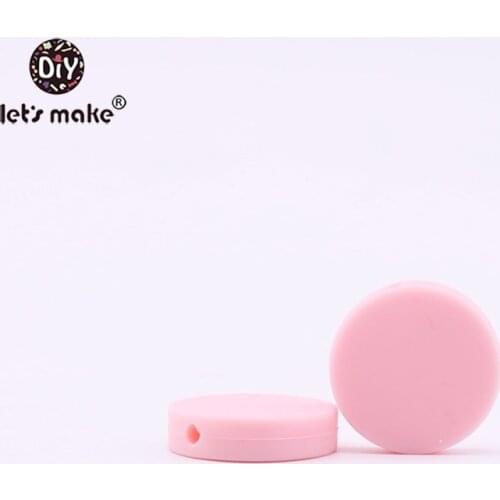 Lets make Pink Silicone Slice 20pcs 20mm Can Chew Saucer Loose Beads Making Nursing Necklace Jewelry Accessories Baby Teether
