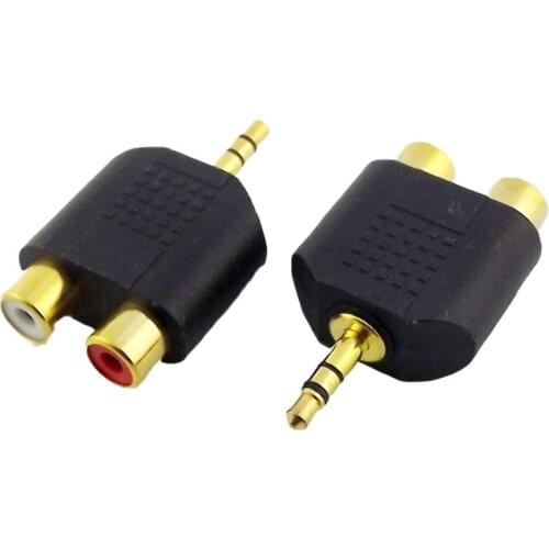 2x Gold Plated 3.5mm Stereo Male to Dual RCA Female Jack Y Splitter Audio Adapter Connector Black