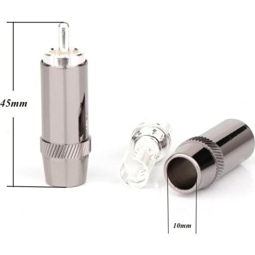 8PCS R1737 Silver Plated Audio RCA Plug 8mm Cable Silver Connector HIFI