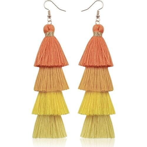 Allergic Bohemian fashion handmade long multi-layer tassel earrings European and American earrings wholesale earrings pendant fe