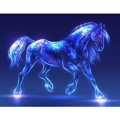 Diamond Embroidery DIY Diamond Painting Cross Stitch Kit Fluorescent horse 5D round Needlework Diamond Mosaic Home Decoration