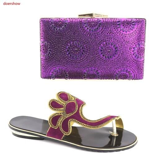 Doershow Beautiful Italian Shoes With Matching Bags To Match African Shoe And Bag Set Matching Shoes And Bags For Party SBV1-18